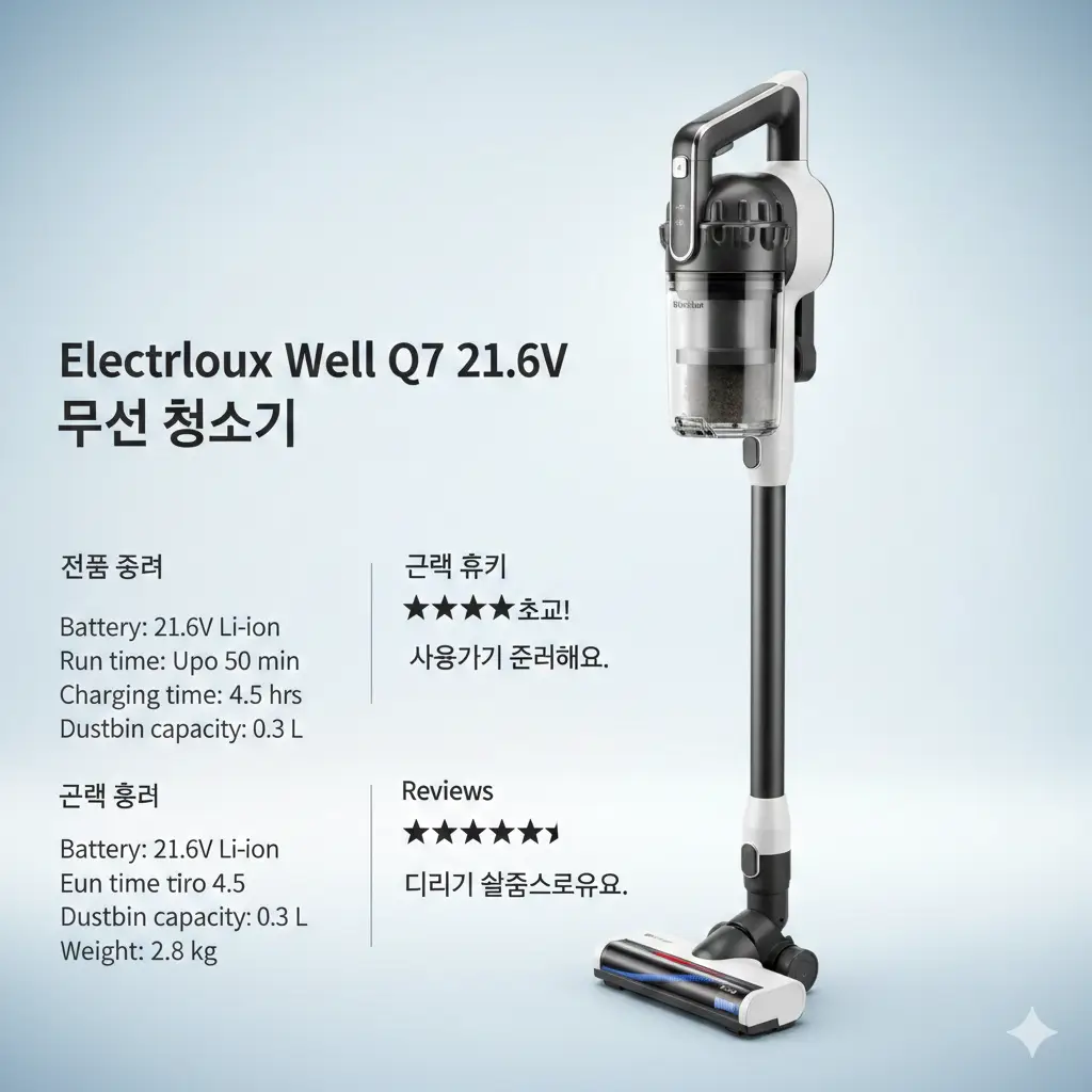 Electrolux Well Q7 21.6V 무선 청소기 Product Info and Reviews