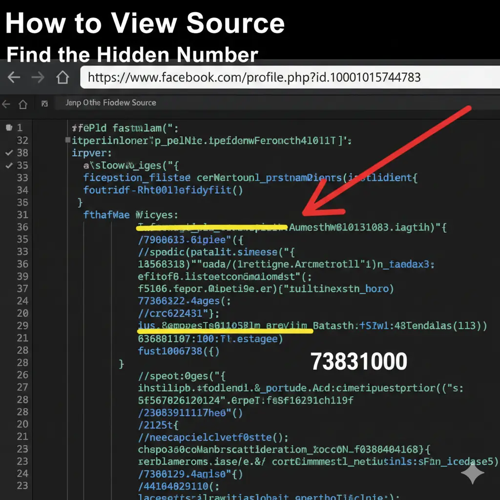 How to View Source https www facebook com profile php id 100010157447383 and Find the Hidden Number