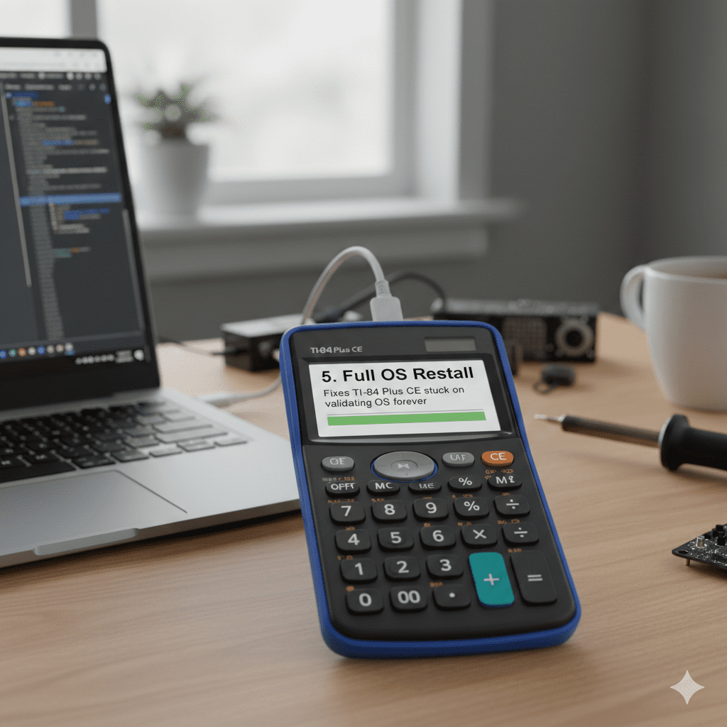 Full OS Reinstall – Fixes TI-84 Plus CE stuck on validating OS forever