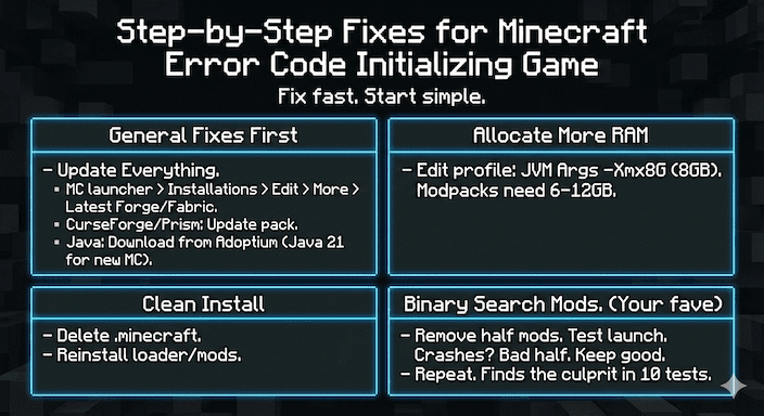 Step-by-Step Fixes for Minecraft Error Code Initializing Game