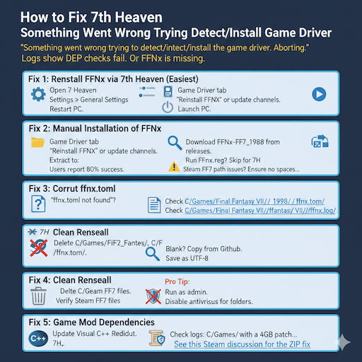 How to Fix 7th Heaven Something Went Wrong Trying to Detect/Install Game Driver