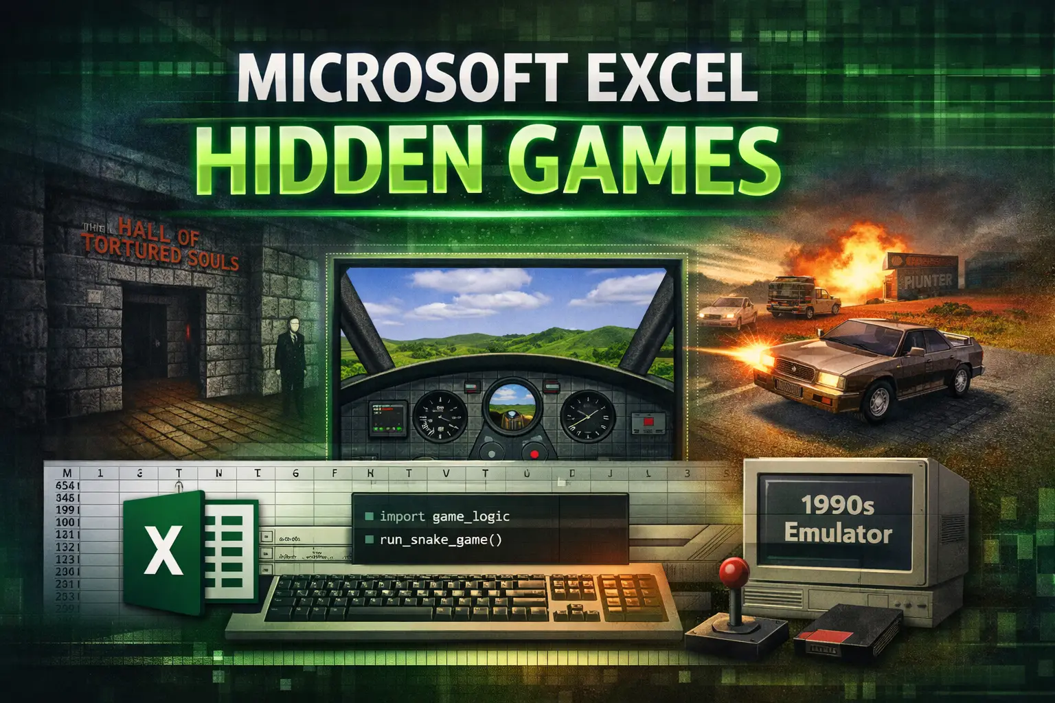 Microsoft Excel Hidden Games: 95, 97 Flight Simulator & 2000 Dev Hunter